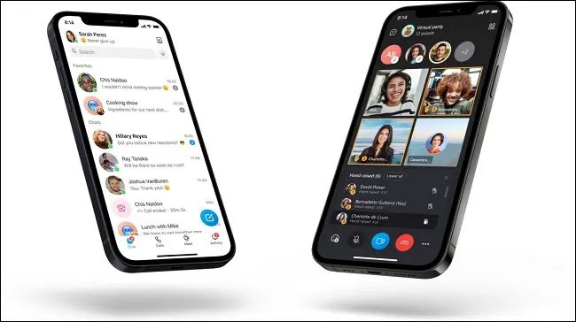 İki cep telefonunda Skype.