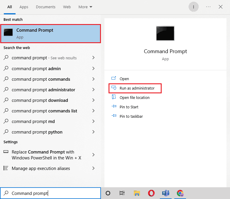 Apri il prompt dei comandi come amministratore. Correggi Forza Horizon 4 FH001 in Windows 10