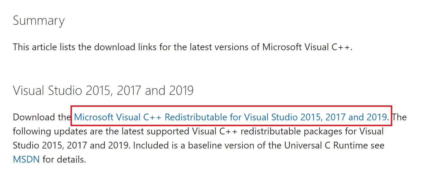 Visita il sito Web Microsoft per scaricare l'ultimo pacchetto C. Correggi Forza Horizon 4 FH001 in Windows 10