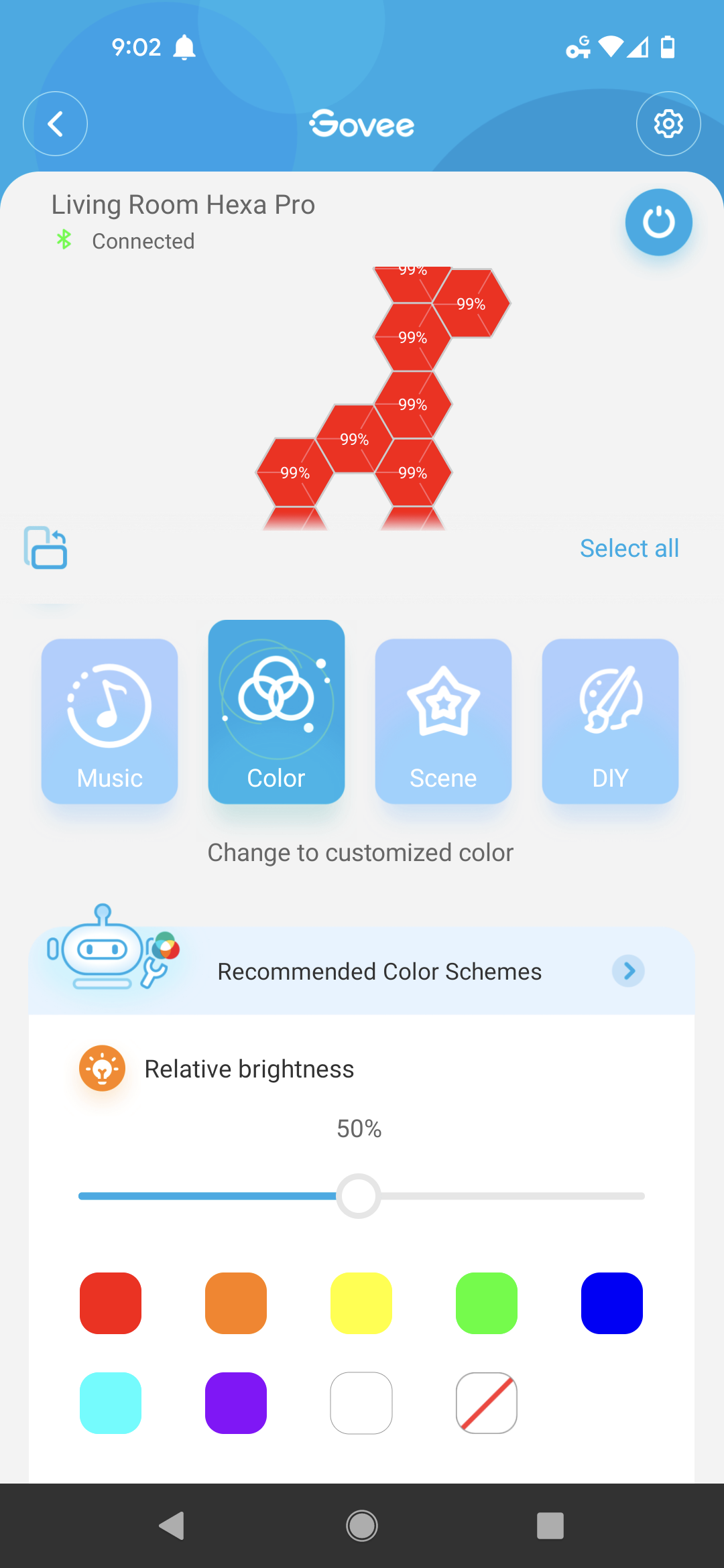 Options de couleur personnalisées de l'application Govee