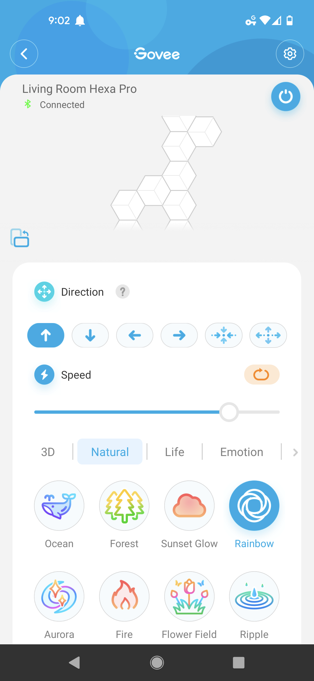 Modes de couleur de l'application Govee disponibles