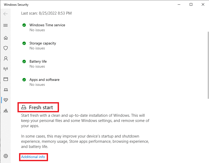 En cas de problème, cliquez sur Informations supplémentaires dans le menu Nouveau démarrage et apportez les modifications requises à votre Windows.