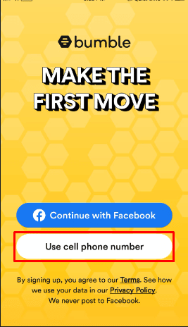 Toque em Usar número de telefone celular, digite seu número de telefone e verifique.