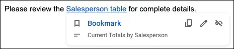 Google ドキュメントのブックマークへのリンク
