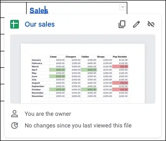 Google ドキュメントでのリンクのプレビュー
