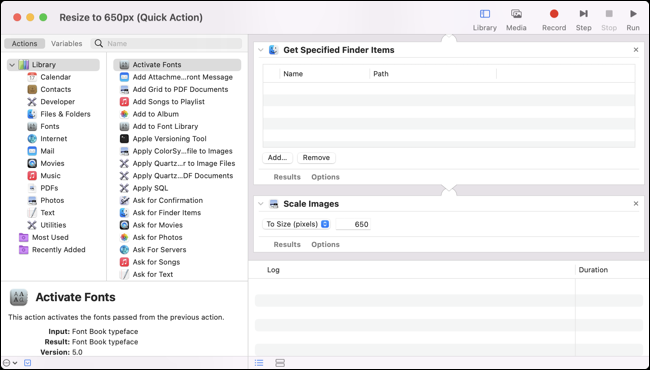 Criando uma ação rápida no Automator para Mac