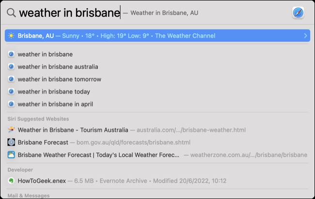 Clima no Spotlight para Mac