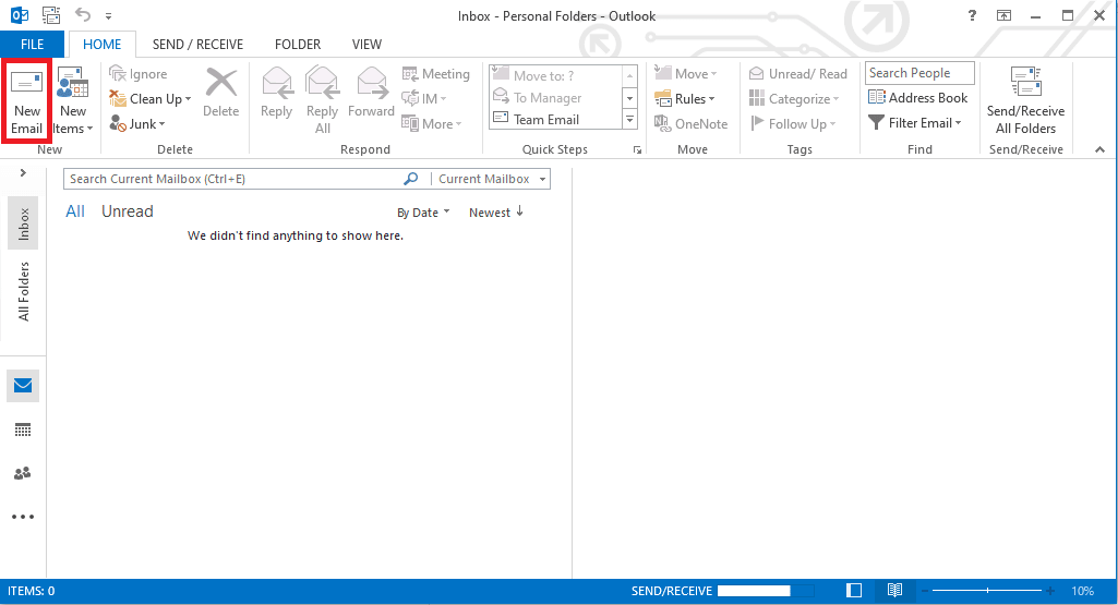 Outlook ana penceresinde Yeni E-posta'ya tıklayın