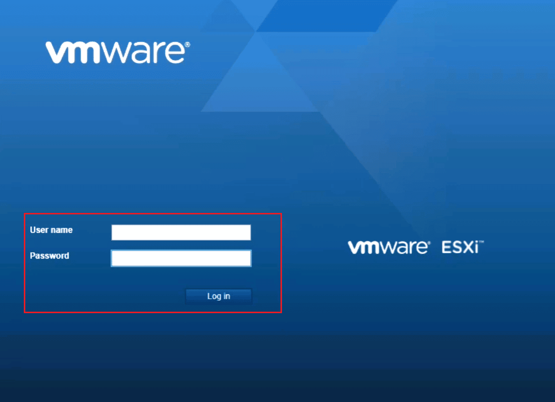 conectați-vă la serverul ESXi. Remediați codul de eroare VMware 21001 în Windows 10
