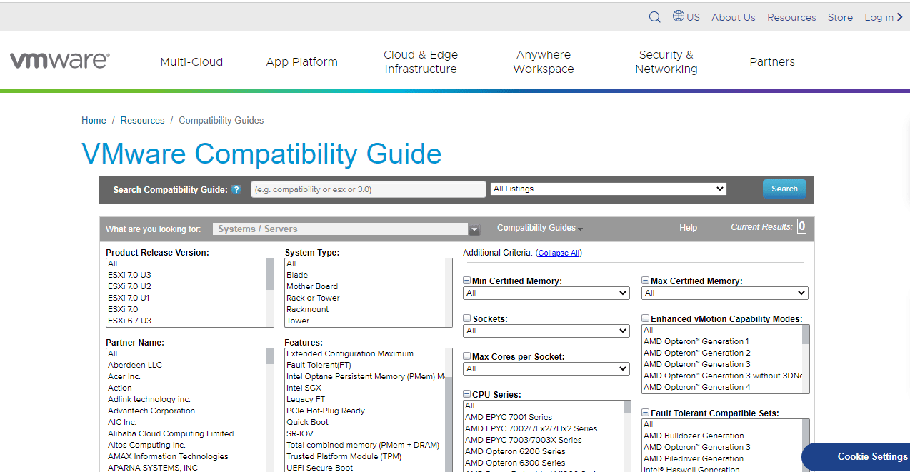 Ghid de compatibilitate VMware