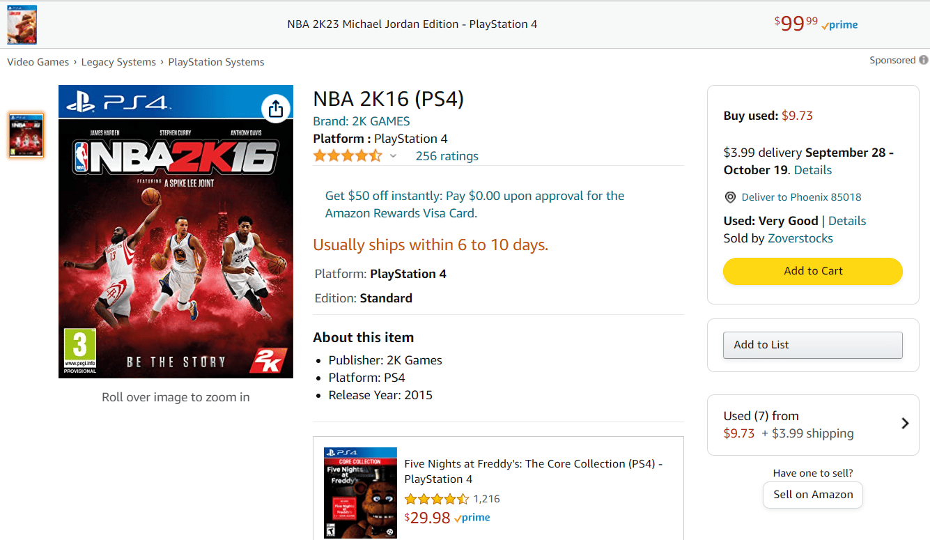 NBA 2K16 스탠다드 에디션 PS4 아마존