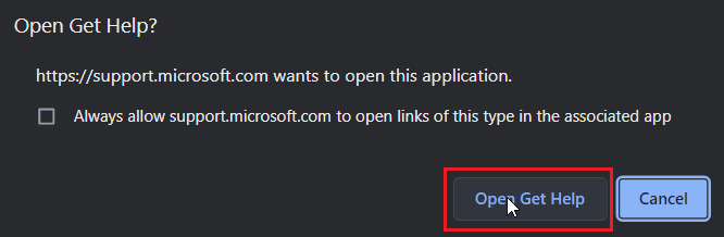 fare clic su apri ottenere aiuto. Correggi il codice di errore di Microsoft Store 0xc03f300d