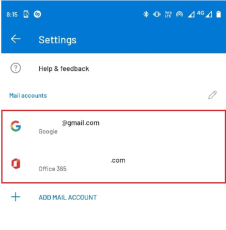 selectați contul dvs. de e-mail