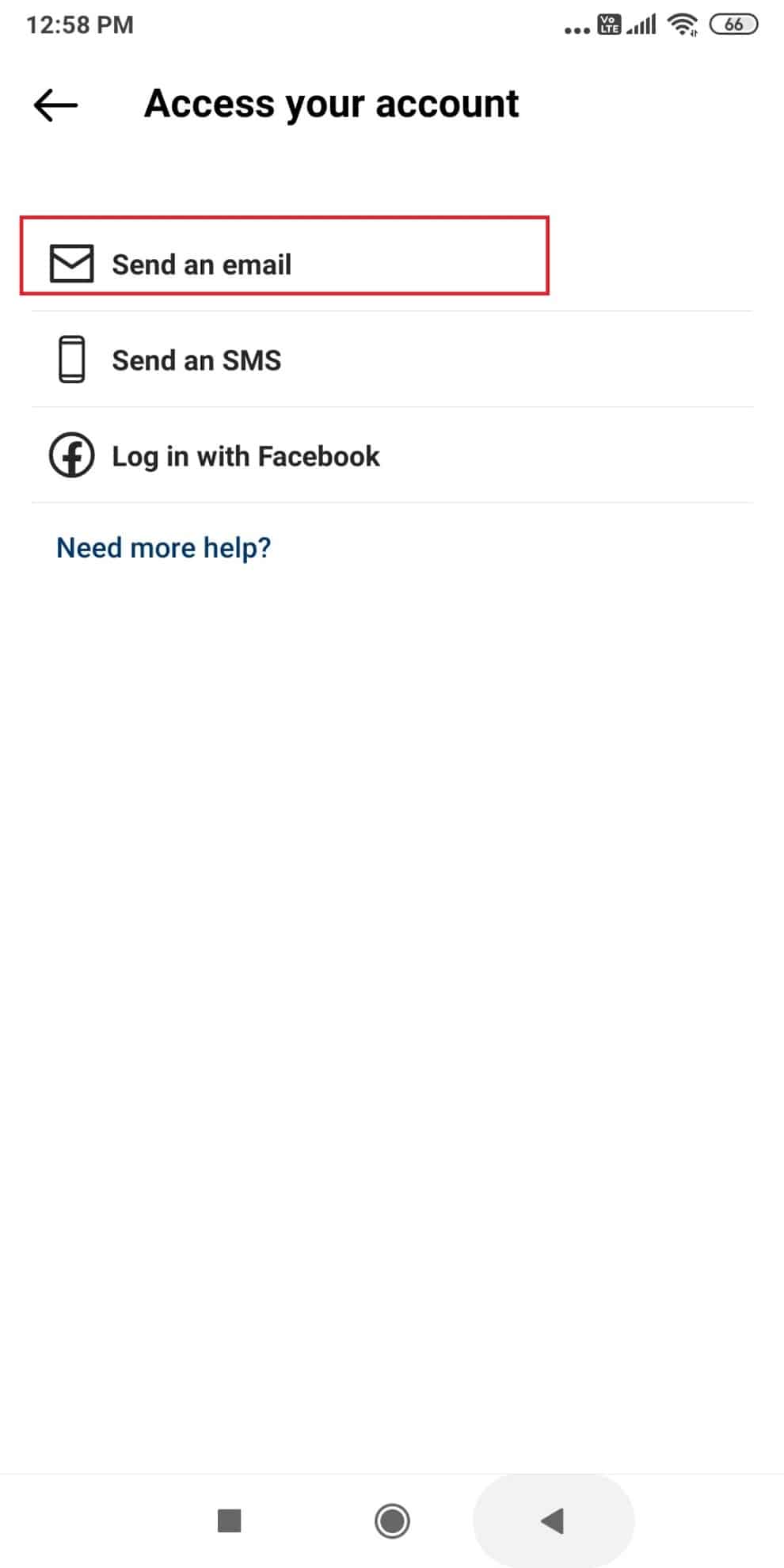 Bir kurtarma seçeneği seçin. Burada, E-posta gönder | başkasının instagram hesabını hacklemek