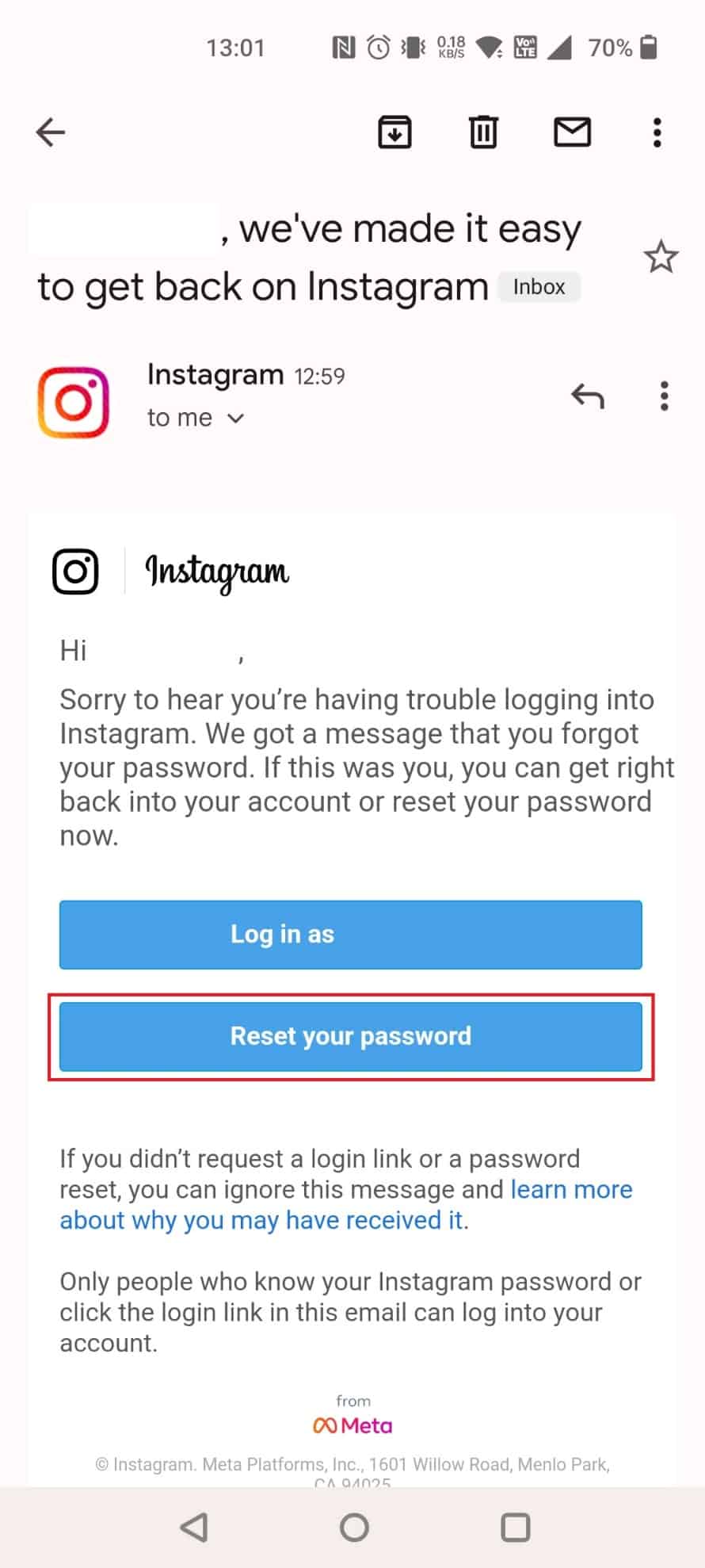 Instagram'dan gönderilen postayı açın ve Parolanızı sıfırlayın | Instagram nasıl hacklenir| başkasının instagram hesabını hacklemek