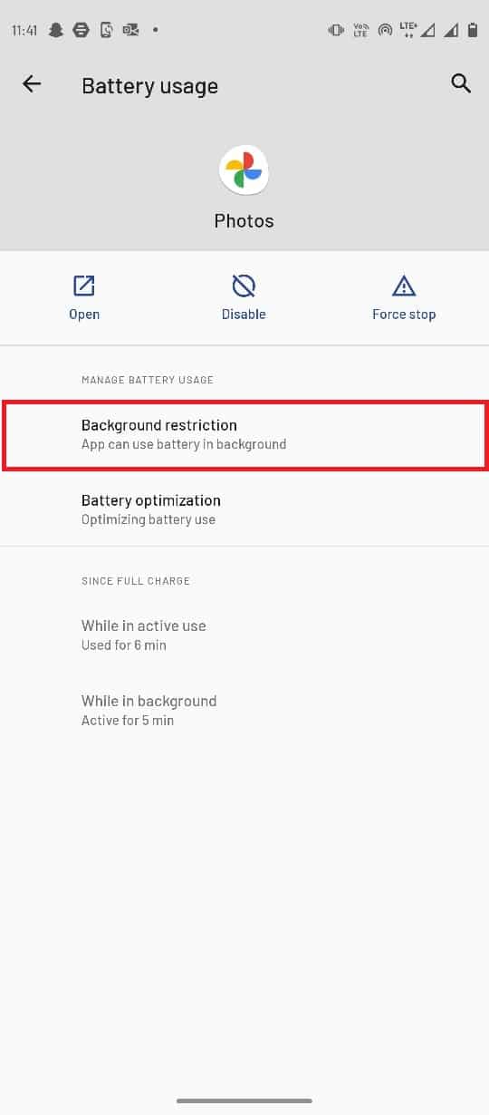แตะที่ข้อ จำกัด พื้นหลัง แก้ไข Google Photos ไม่สามารถบันทึกการเปลี่ยนแปลง