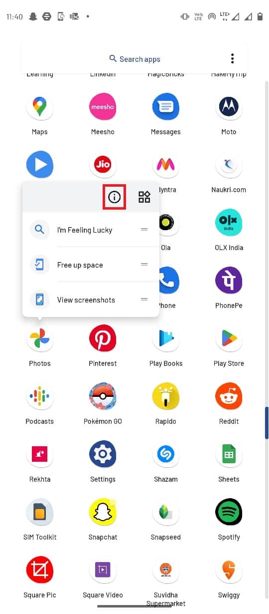 กดที่ไอคอนแอป Google Photos ค้างไว้แล้วเลือกข้อมูลแอป แก้ไข Google Photos ไม่สามารถบันทึกการเปลี่ยนแปลง