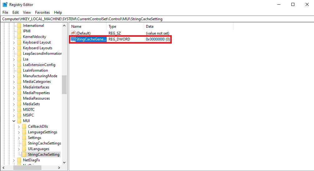 ตั้งชื่อคีย์ DWORD นี้เป็น StringCacheGeneration แก้ไขรหัสข้อผิดพลาดของไดรเวอร์ NVIDIA OpenGL 8