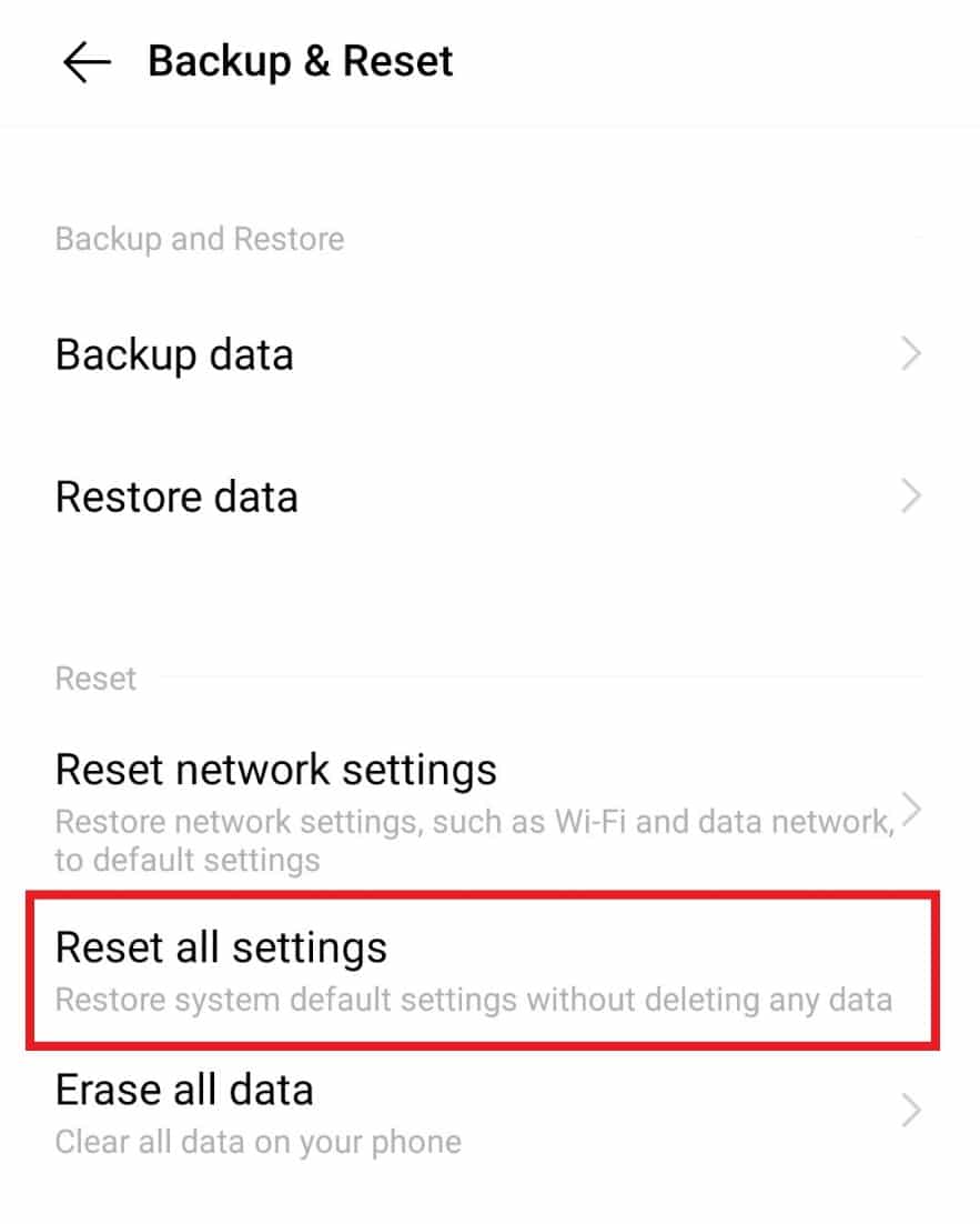 แตะที่รีเซ็ตการตั้งค่าทั้งหมด แก้ไข Waze Sound ไม่ทำงานบน Android