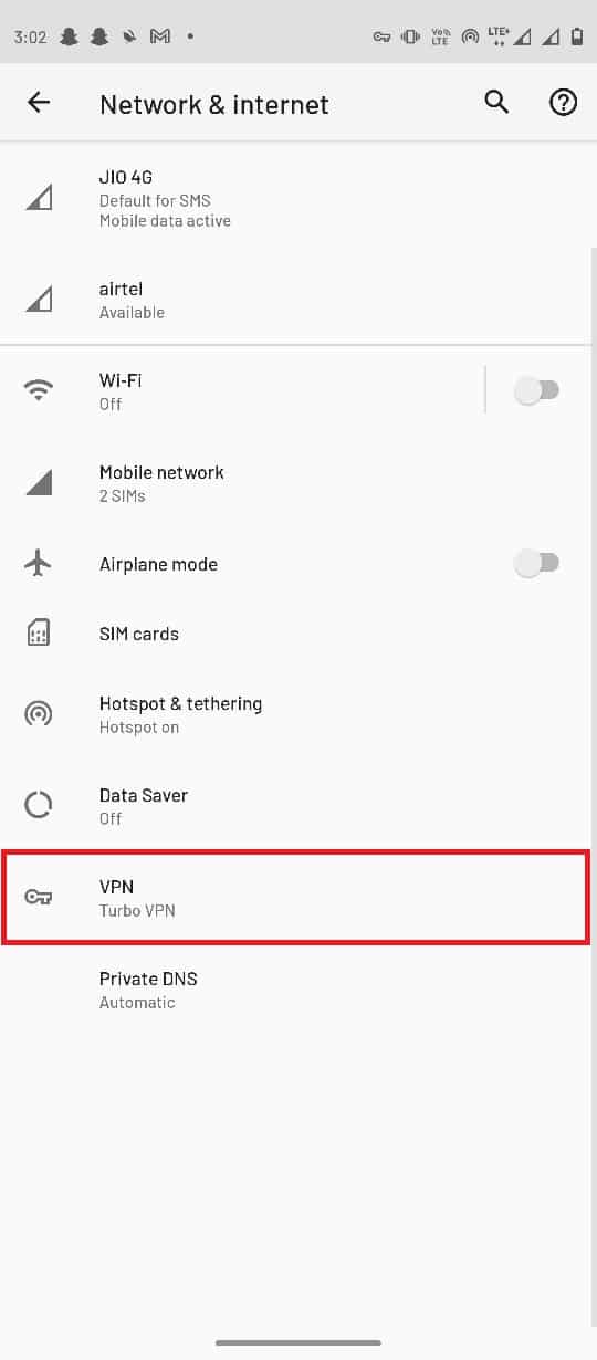 حدد موقع VPN وحدده