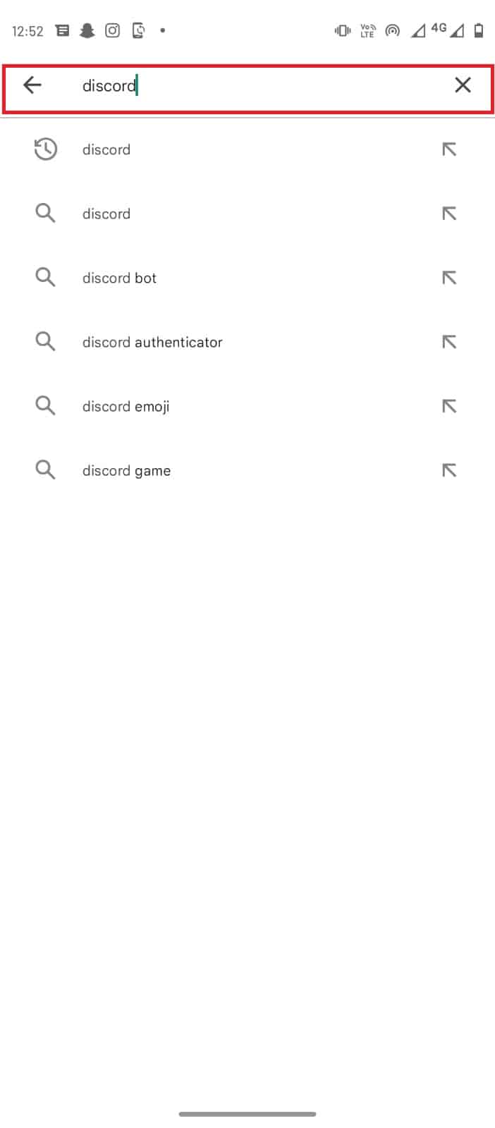 في شريط البحث ، اكتب Discord. إصلاح الخلاف خطأ غير معروف في الشبكة