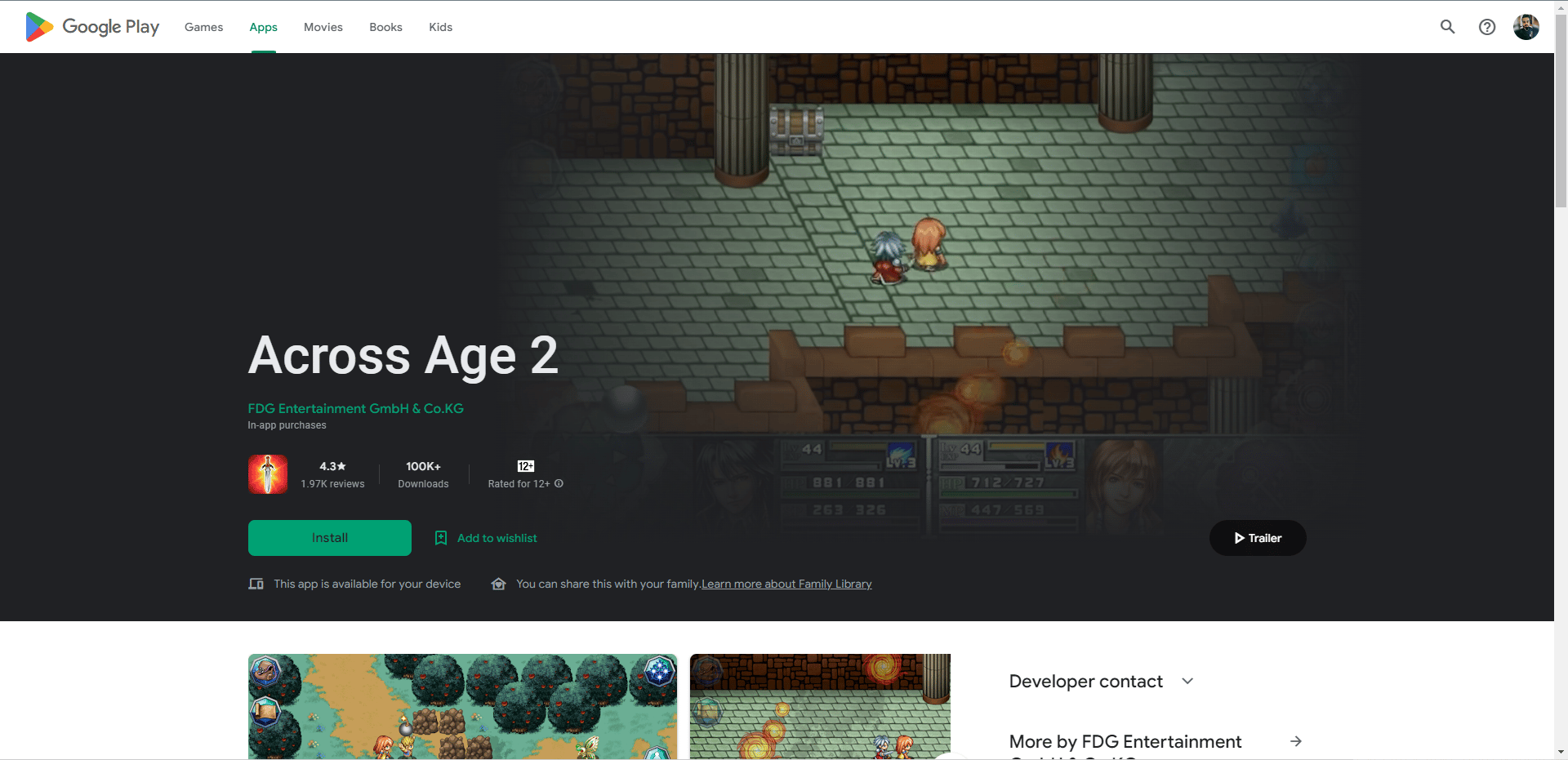 Page Web du magasin de jeux pour tous les âges