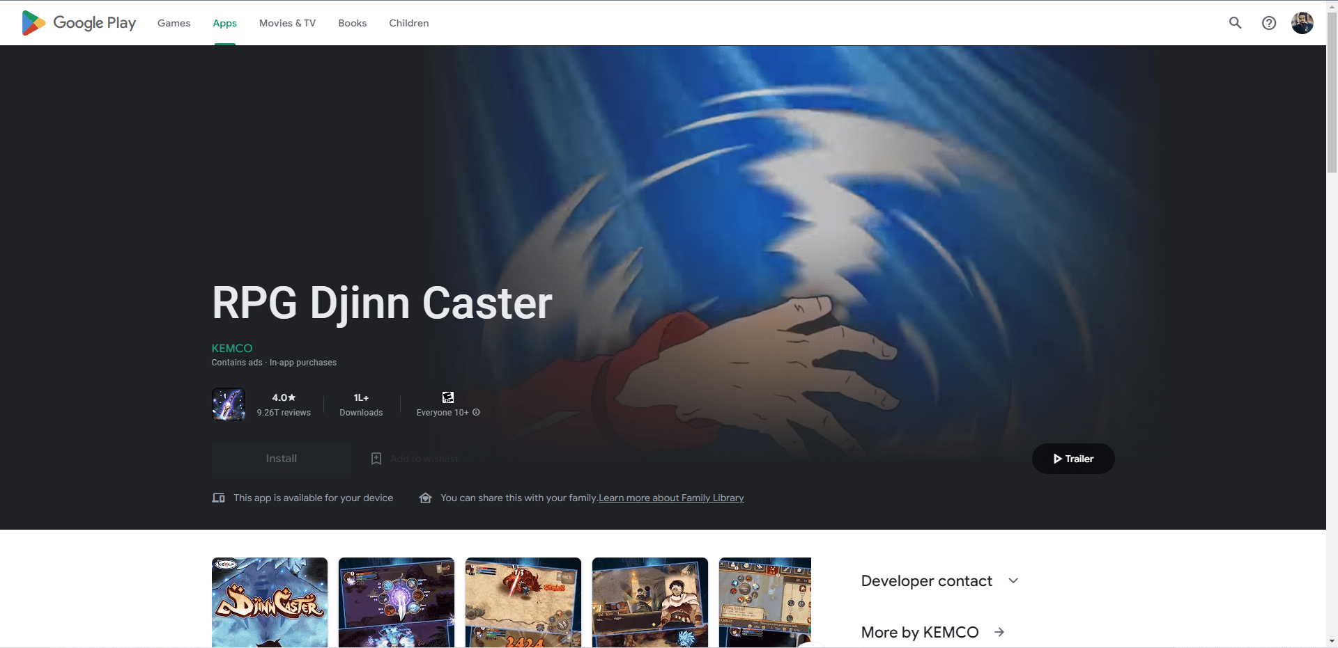 Page Web du magasin de jeu RPG Djinn Caster