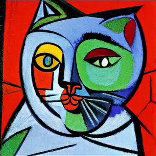 Un gato al estilo de Pablo Picasso.
