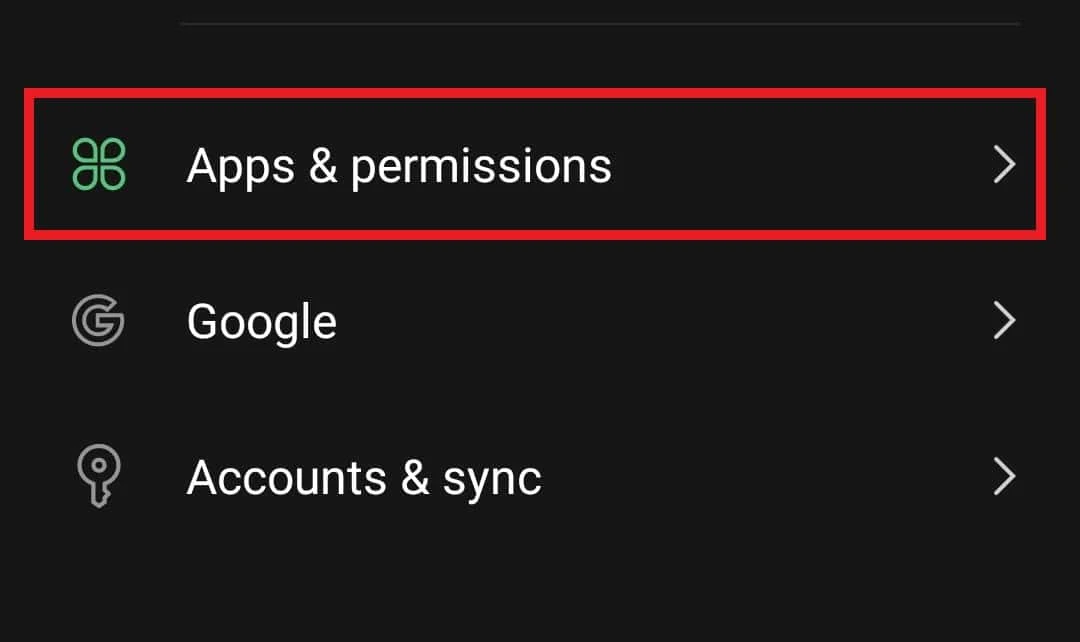 Tippen Sie auf Apps und Berechtigungen