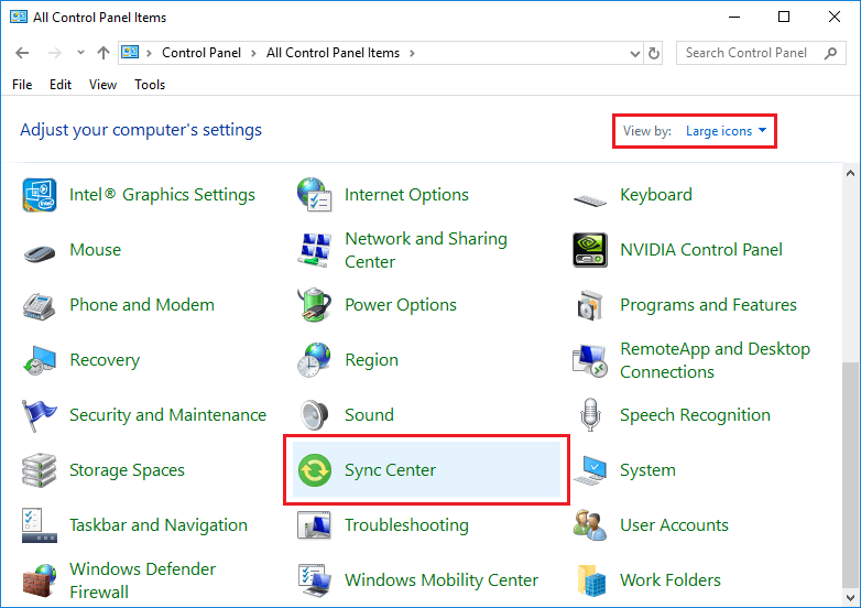 deschide centrul de sincronizare. Remediați eroarea 0x80070718 în Windows 10