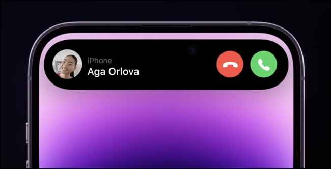 Połączenie przychodzące iPhone'a 14 Pro w Dynamic Island