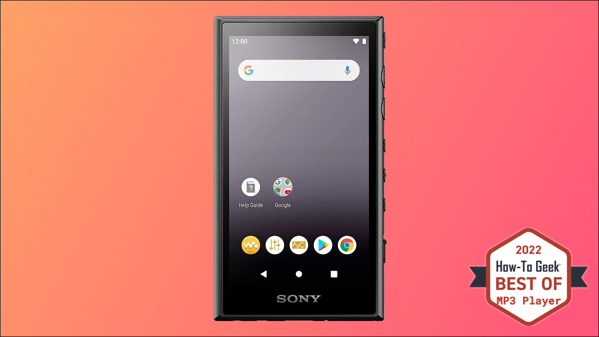 Sony Walkman NW-A105 pe fundal portocaliu