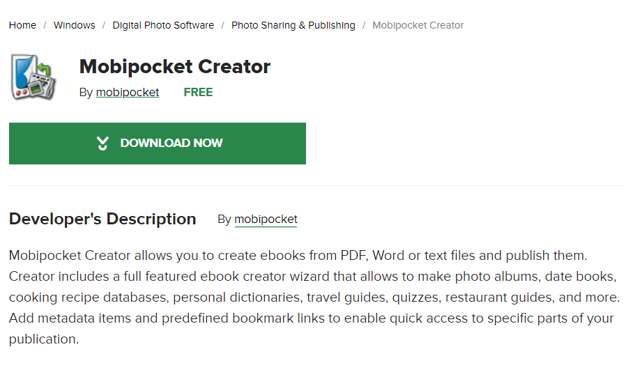 Créateur de livres électroniques Mobipocket