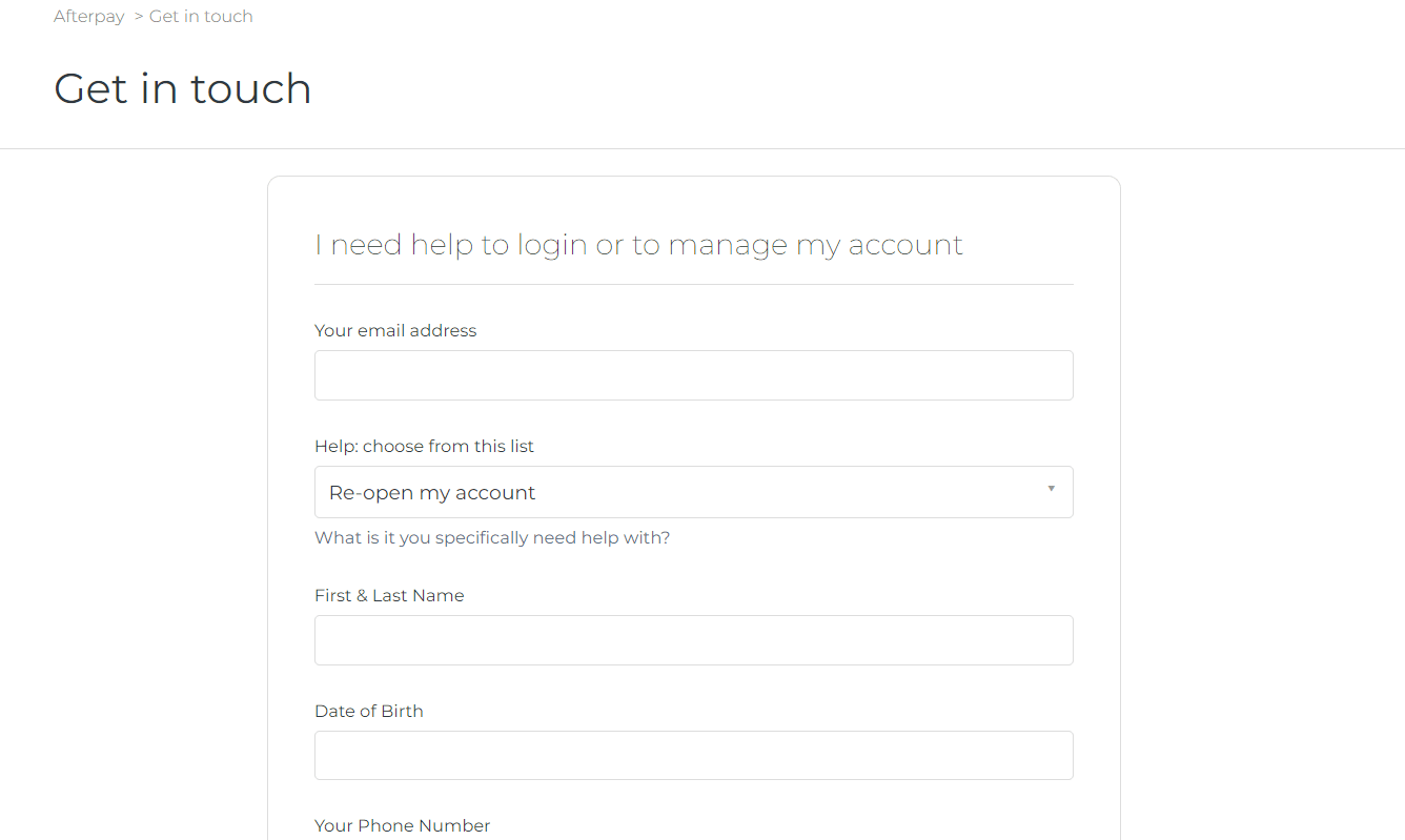 Pagina di aiuto di Postpay