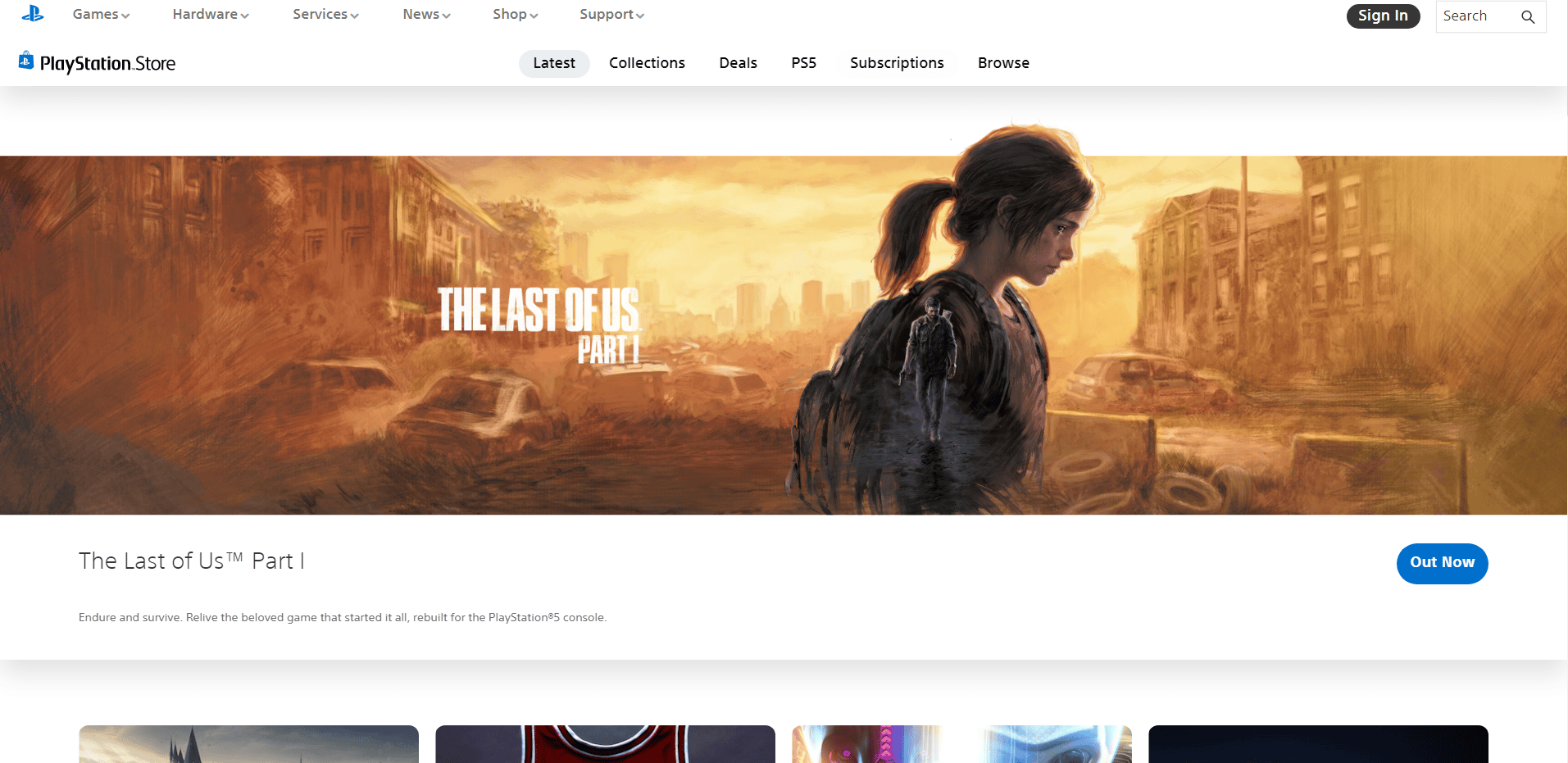Sito web del PlayStation Store.