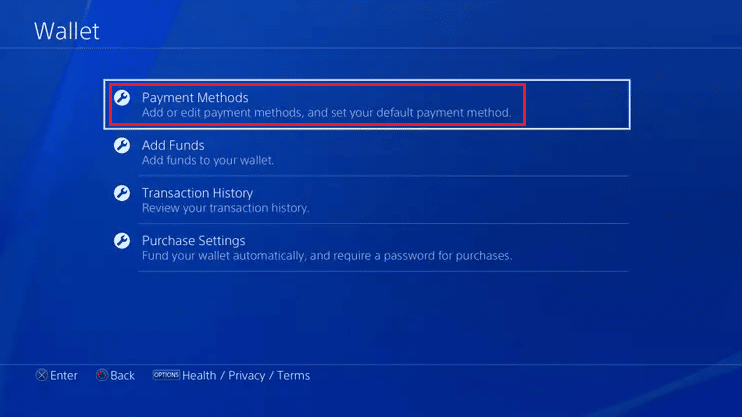 premi l'opzione Metodi di pagamento | codici PSN gratuiti