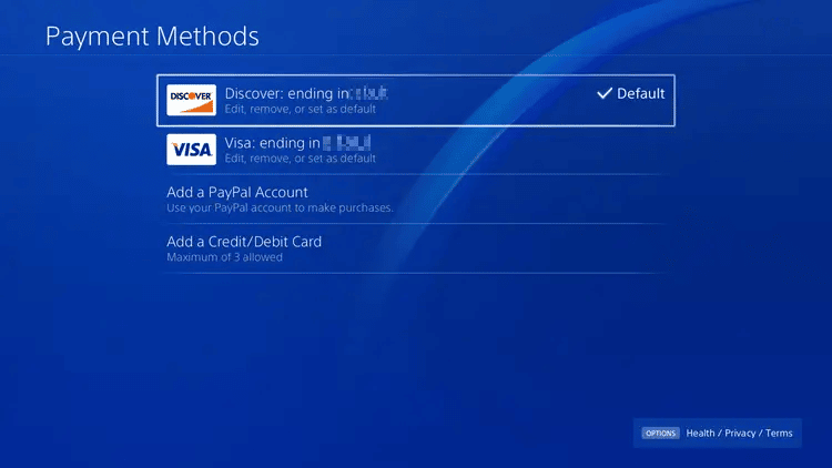 Metodi di pagamento PS4