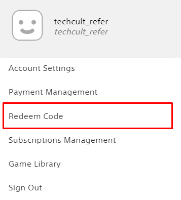 Seleziona Riscatta codice dal menu a tendina. | codici PSN gratuiti