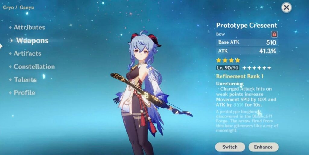 Prototype Crescent - คันธนูที่ดีที่สุดสำหรับ ganyu