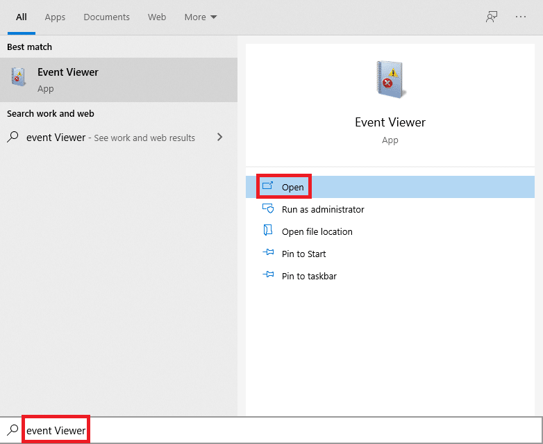 abra o aplicativo visualizador de eventos. Corrigir o erro do ponto de entrada do procedimento no Windows