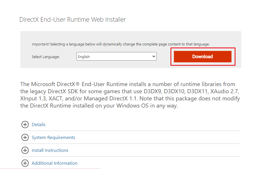 Scarica l'ultima versione di DirectX