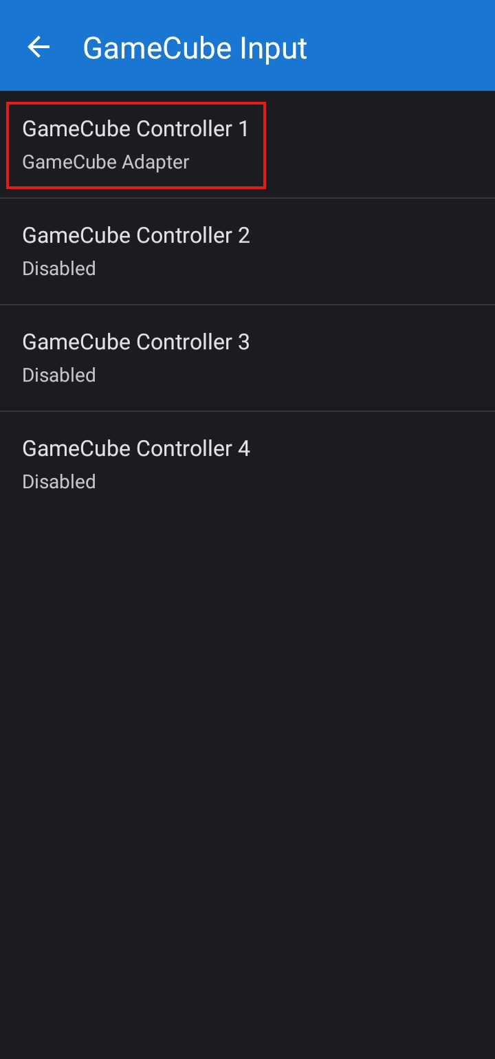 Toque no GameCube Controller 1.
