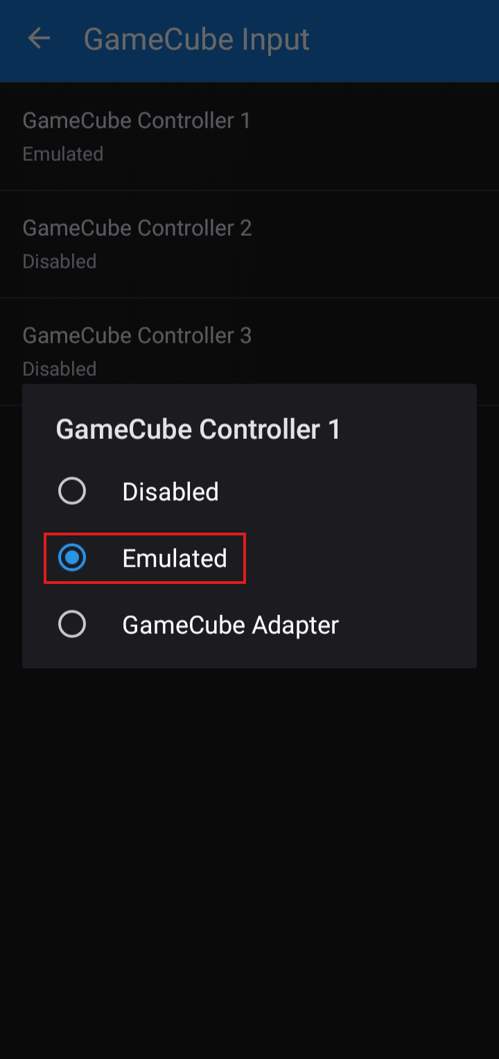 Toque em Emulado. | Como usar o controle do Xbox 360 no emulador Dolphin