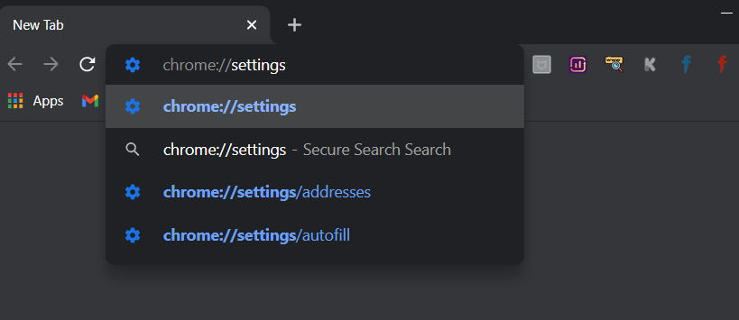 Ayrıca URL çubuğuna chrome://settings yazın | 502 Bozuk Ağ Geçidi Hatası nasıl düzeltilir