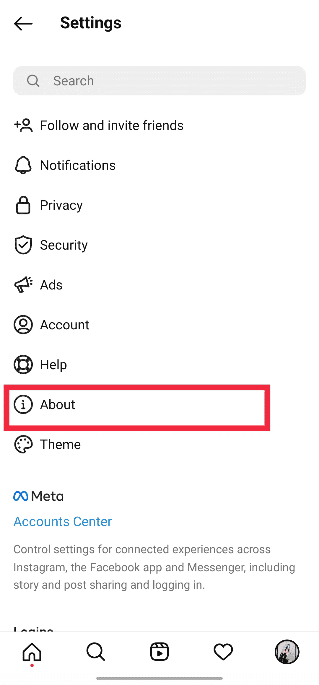 Über die Option auf Instagram