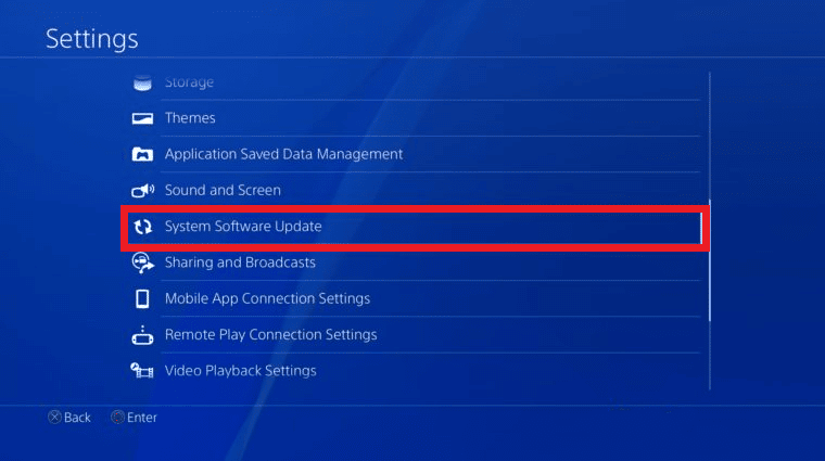 Seleziona Aggiornamento software di sistema