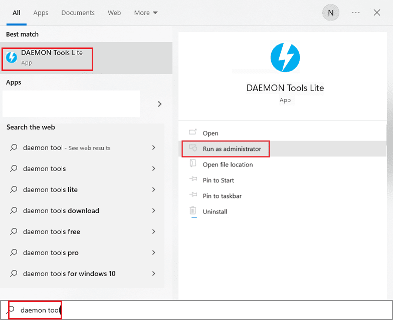 открыть приложение Daemon Tools