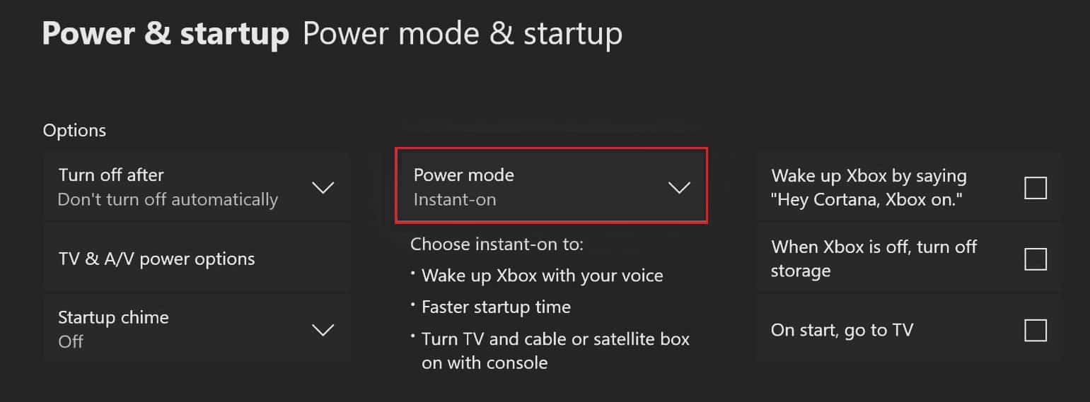 xbox gücü ve başlatma Güç modu ve başlatma