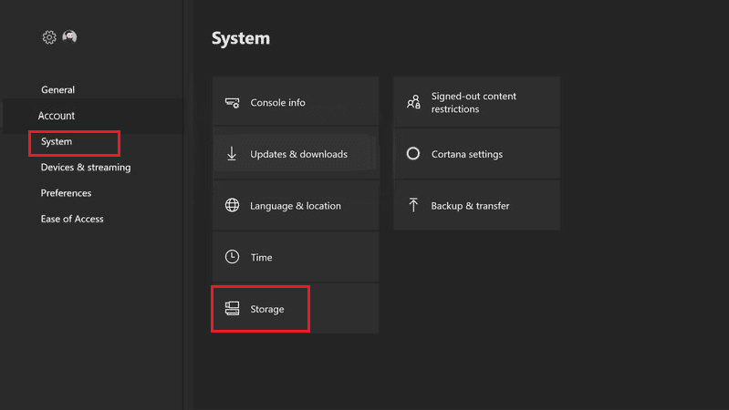 depolama ayarını seçin. Xbox Hata Kodunu Düzeltin 0x87af000d