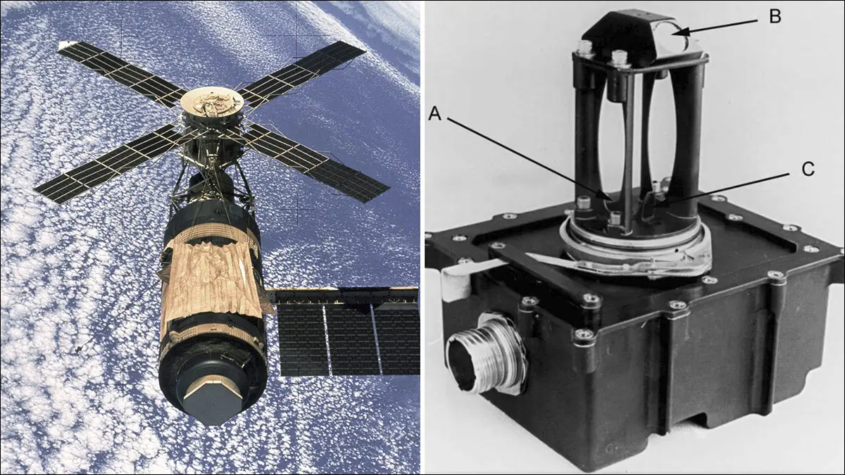 Skylab ve bir duman dedektörü modülünü gösteren bir fotoğraf.